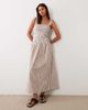 Esmée Esmée tie strap shirred beach maxi dress in brown & white stripes - 1