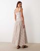 Esmée Esmée tie strap shirred beach maxi dress in brown & white stripes - 2