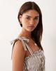 Esmée Esmée tie strap shirred beach maxi dress in brown & white stripes - 3
