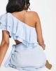Esmée Esmee Exclusive one shoulder frill crop beach top in blue - part of a set - 2