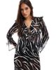 Esmée Esmee Exclusive sheer tie front beach top with ruffle trim in zebra-Multi - 1