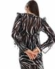 Esmée Esmee Exclusive sheer tie front beach top with ruffle trim in zebra-Multi - 2