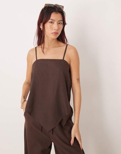 Esmée Esmee hankerchief style beach top in chocolate brown - part of a set