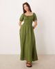 Esmée Esmee puff sleeve tie front maxi beach dress in blue-Green - 1