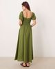 Esmée Esmee puff sleeve tie front maxi beach dress in blue-Green - 4