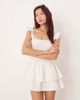 Esmée Esmee shirred beach dress with frill straps in white - 2