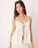 Esmée Esmee tie front beach crop top in cream - part of a set-White - 1