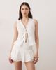 Esmée Esmee tie front beach crop top with ruffle trim in white - part of a set - 1