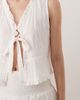 Esmée Esmee tie front beach crop top with ruffle trim in white - part of a set - 4