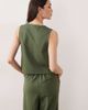 Esmée Esmee tie front beach top with cream scallop trim in olive - part of a set-Green - 2