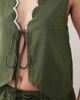 Esmée Esmee tie front beach top with cream scallop trim in olive - part of a set-Green - 3