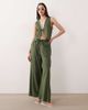 Esmée Esmee tie front beach top with cream scallop trim in olive - part of a set-Green - 4