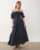 Esmée Esmee tie front puff sleeve maxi beach dress in navy polka dot print - 1