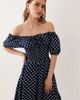 Esmée Esmee tie front puff sleeve maxi beach dress in navy polka dot print - 2