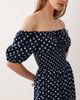 Esmée Esmee tie front puff sleeve maxi beach dress in navy polka dot print - 3