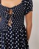 Esmée Esmee tie front puff sleeve mini beach dress in navy polka dot - 2