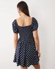 Esmée Esmee tie front puff sleeve mini beach dress in navy polka dot - 4