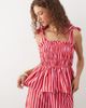 Esmée Esmee tie strap shirred beach crop top in pink & red stripe - part of a set - 2
