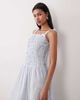 Esmée Esmee tie strap shirred maxi beach dress in blue & white stripe - 2