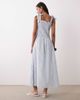 Esmée Esmee tie strap shirred maxi beach dress in blue & white stripe - 3