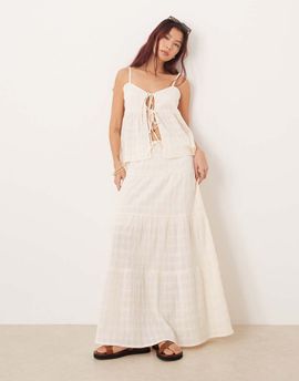 Esmée Esmee tiered maxi beach skirt in cream - part of a set-White