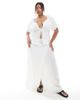 Esmee Curve Esmée Curve Exclusive puff sleeve tie front beach top in white - 2