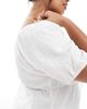 Esmee Curve Esmée Curve Exclusive puff sleeve tie front beach top in white - 3