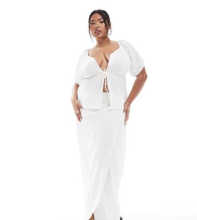 Esmee Curve Esmée Curve Exclusive tie side wrap maxi beach skirt in white