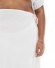 Esmee Curve Esmée Curve Exclusive tie side wrap maxi beach skirt in white - 4
