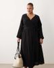 Esmee Curve Esmée Curve wrap front long sleeve midaxi beach dress in black - 1