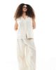 Esmee Curve Esmee Curve Exclusive beach pants in beige and white stripe - part of a set-Neutral - 1