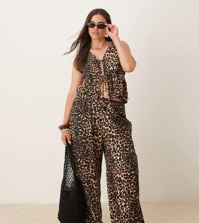Esmee Curve Esmee Curve exclusive beach pants in leopard - part of a set-Multi