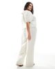 Esmee Curve Esmee Curve Exclusive tie front puff sleeve beach top in oat-Neutral - 4