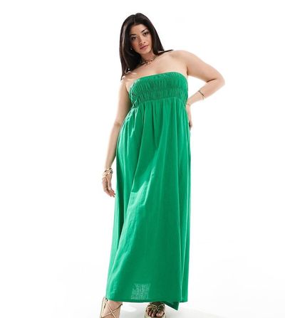 Esmee Curve Esmee Curve ruched maxi beach dress in green