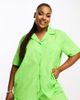 Esmee Curve Esmee Plus beach linen short sleeve shirt in green - part of a set - 1