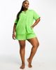 Esmee Curve Esmee Plus beach linen short sleeve shirt in green - part of a set - 3