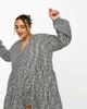 Esmee Curve Esmee Plus beach tiered smock mini summer dress in black and white gingham-Multi - 1