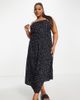 Esmee Curve Esmee Plus Exclusive beach maxi summer dress with tiered detail in black polka dot - 1