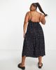 Esmee Curve Esmee Plus Exclusive beach maxi summer dress with tiered detail in black polka dot - 4
