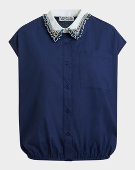 Essentiel Antwerp Button-Front Beaded-Collar Shirt