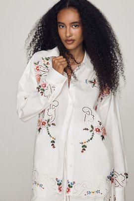 Essentiel Antwerp Essential Antwerp Jayme Embroidered Eyelet Buttondown Shirt