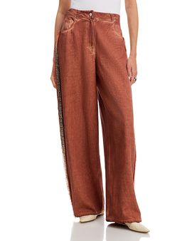Essentiel Antwerp Essentiel Antwerp Embellished High Rise Jeans in Faded Plum