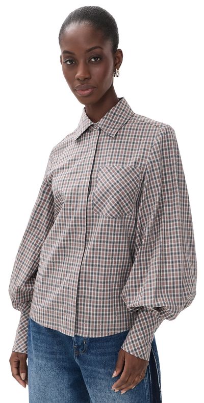 ESSENTIEL ANTWERP ESSENTIEL ANTWERP Kalmia Voluminous Sleeve Shirt Combo3 Steel Pulse