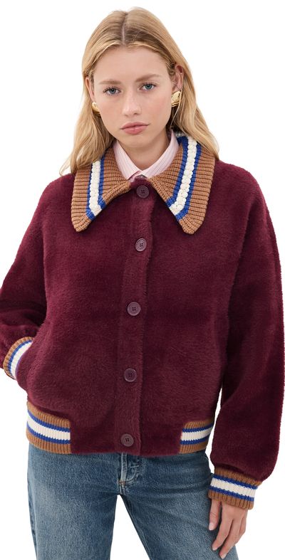 ESSENTIEL ANTWERP ESSENTIEL ANTWERP Kamore Knit Jacket with Collar Combo2 Wine Not