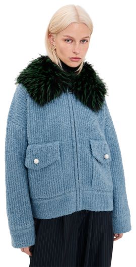 ESSENTIEL ANTWERP ESSENTIEL ANTWERP Kanada Knitted Faux Fur Jacket Azure Affair