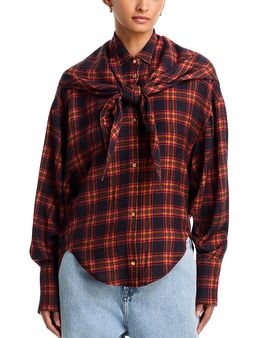 Essentiel Antwerp Essentiel Antwerp Kiss Oversized Printed Shirt with Removable Scarf
