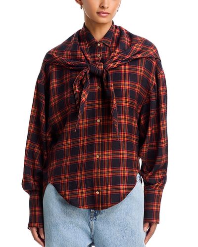 Essentiel Antwerp Essentiel Antwerp Kiss Oversized Printed Shirt with Removable Scarf