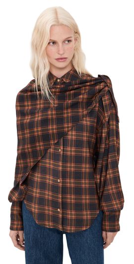 ESSENTIEL ANTWERP ESSENTIEL ANTWERP Kiss Oversized Shirt With Scarf Combo1 Firestarter