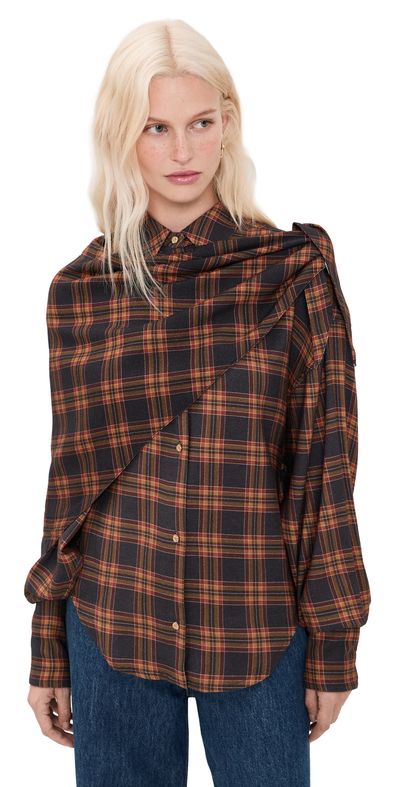 ESSENTIEL ANTWERP ESSENTIEL ANTWERP Kiss Oversized Shirt With Scarf Combo1 Firestarter