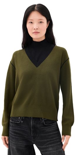 ESSENTIEL ANTWERP ESSENTIEL ANTWERP Koli Bicolor Knit Pullover Combo2 Dusty Green